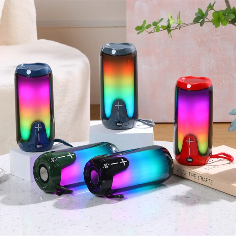 T&G TG651 Colorful Lantern Bluetooth-compatible Speaker TWS Wireless Subwoofer FM Radio Portable Audio Home Sound Column - Grey
