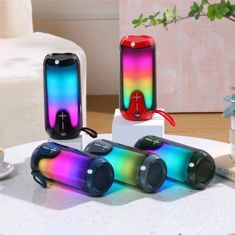 T&G TG651 Colorful Lantern Bluetooth-compatible Speaker TWS Wireless Subwoofer FM Radio Portable Audio Home Sound Column - Grey