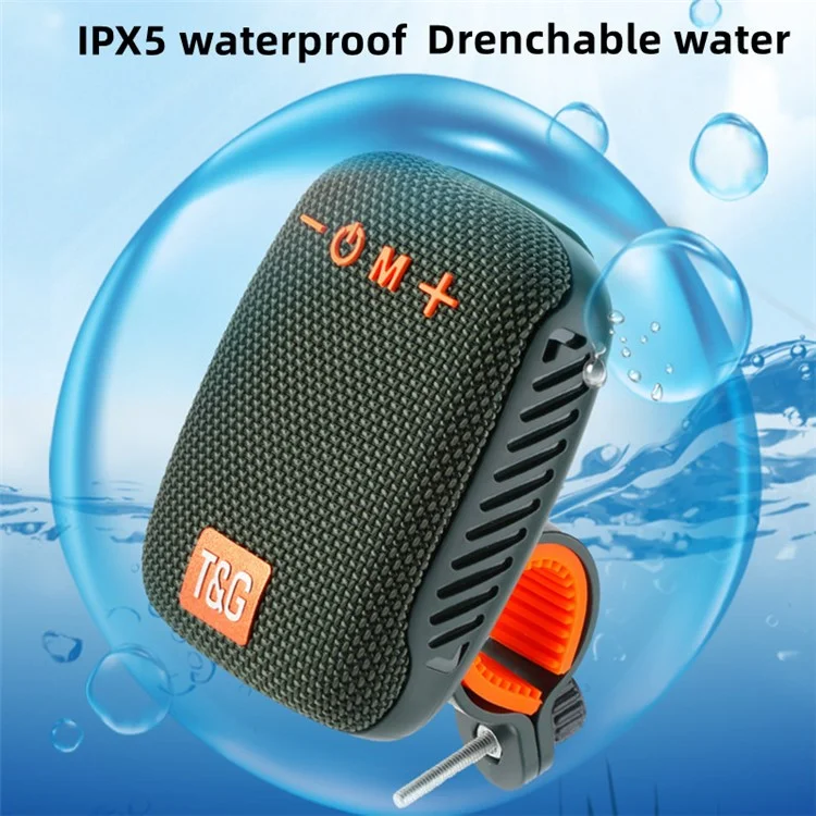 T&G TG392 Haut-parleur Bluetooth sans fil pour vélo extérieur Portable Sound Box Waterproof FM Radio Subwoofer - Vert noirâtre