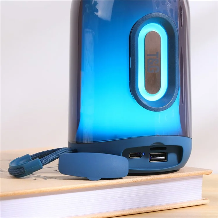 T&G TG652 RGB Light Portable Bluetooth-compatible Speaker TWS Wireless Subwoofer Support Hands-free Calling - Blue