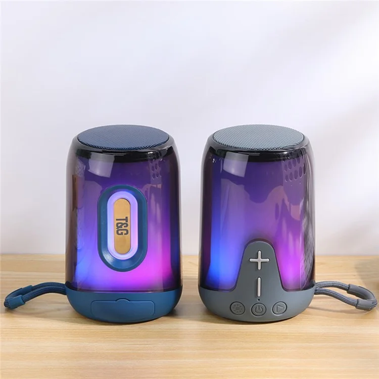 T&G TG652 RGB Light Portable Bluetooth-compatible Speaker TWS Wireless Subwoofer Support Hands-free Calling - Blue
