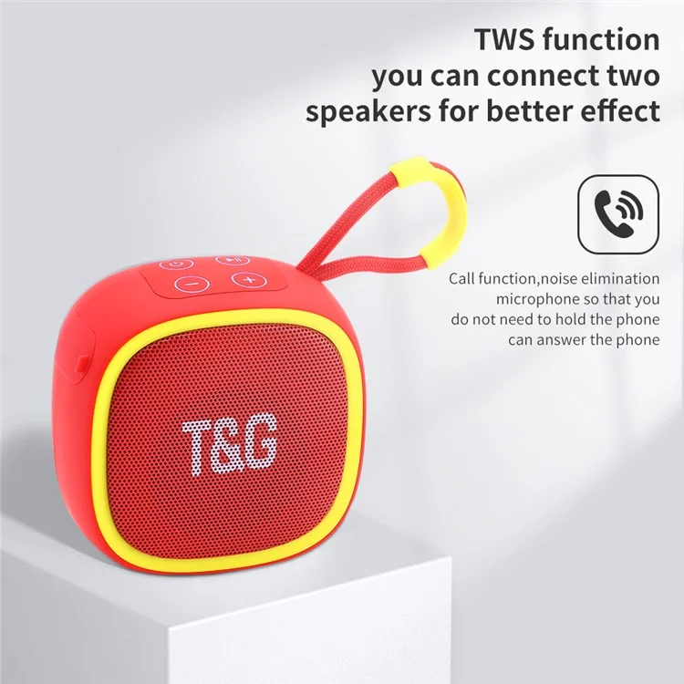 T&G TG659 Mini TWS Wireless Bluetooth-compatible Speaker Subwoofer Outdoor Sports Stereo Audio FM Radio Support TF Card - Blue