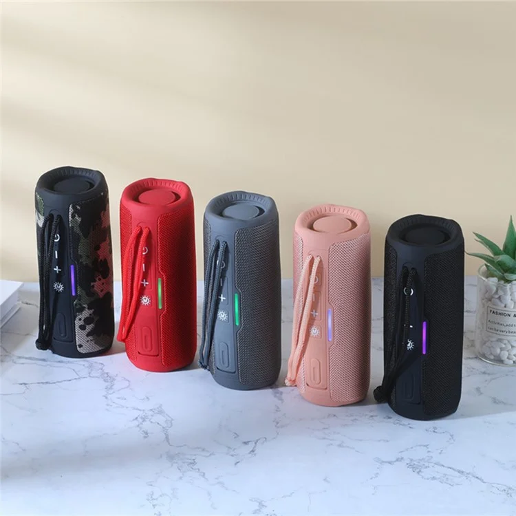 T&G TG365 Colorful LED Light Bluetooth-compatible Speaker Waterproof Wireless TWS Sound Subwoofer - Red