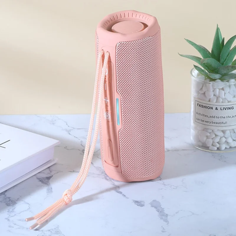 T&G TG365 Colorful LED Light Bluetooth-compatible Speaker Waterproof Wireless TWS Sound Subwoofer - Pink