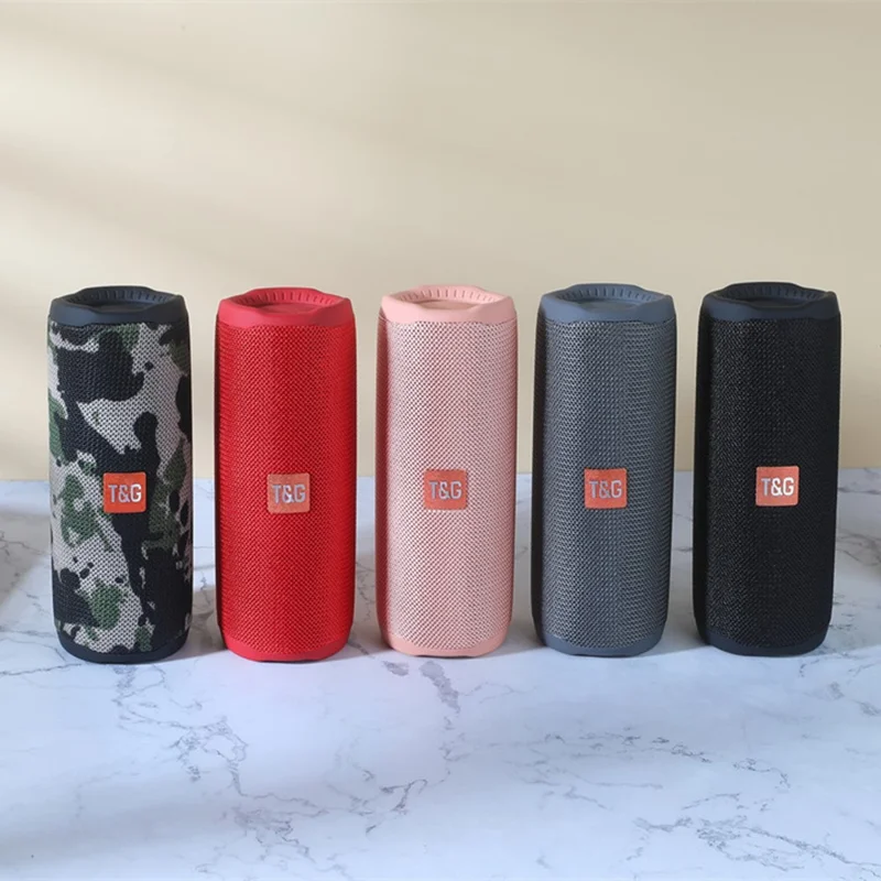 T&G TG365 Colorful LED Light Bluetooth-compatible Speaker Waterproof Wireless TWS Sound Subwoofer - Pink