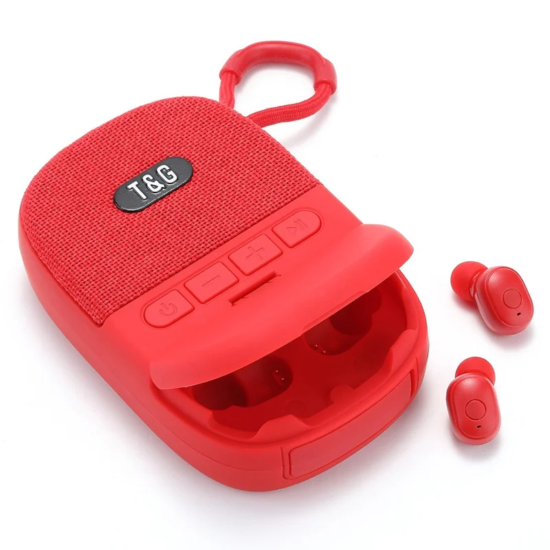 T&G TG812 2 in 1 Outdoor Bluetooth-compatible Speaker Portable Subwoofer Mini Wireless Headphones - Red