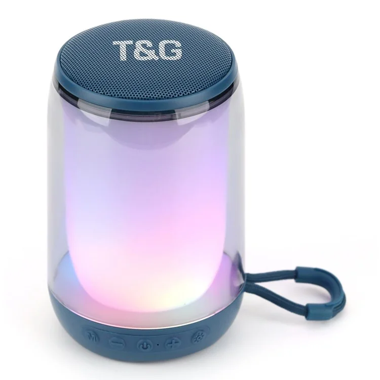 T&G TG346 Caixa de Som Bluetooth com Rádio FM, Luz Colorida, Subwoofer de Mesa, Suporte para Chamadas Hands-free - Azul