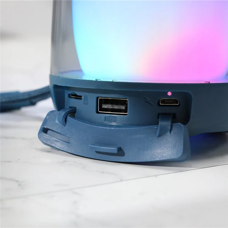 T&G TG346 Caixa de Som Bluetooth com Rádio FM, Luz Colorida, Subwoofer de Mesa, Suporte para Chamadas Hands-free - Azul