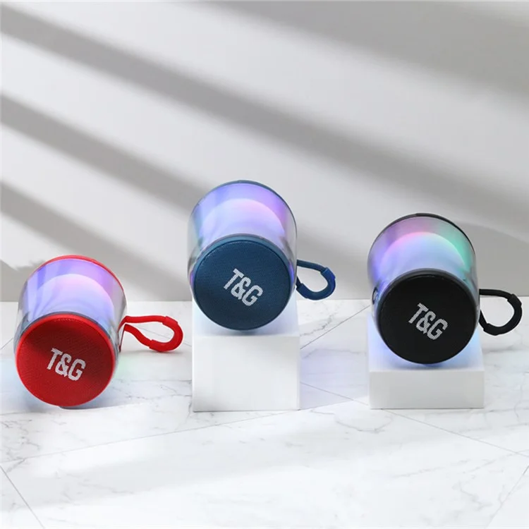 T&G TG346 Caixa de Som Bluetooth com Rádio FM, Luz Colorida, Subwoofer de Mesa, Suporte para Chamadas Hands-free - Azul