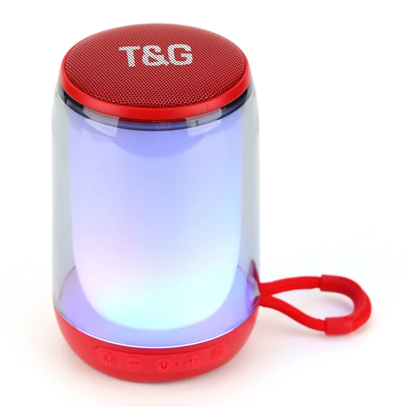 T&G TG346 Haut-parleur compatible Bluetooth Radio FM Lumière colorée Subwoofer de bureau Prise en charge des appels mains libres - Rouge