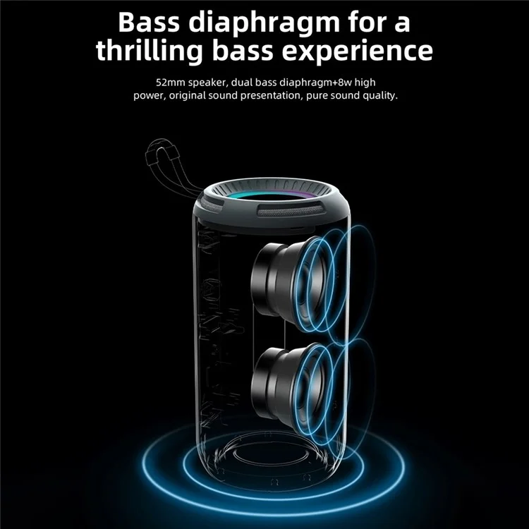 T&G TG656 RGB Light Portable Sound Column Bluetooth-Lautsprecher für Outdoor-Sport - Grau