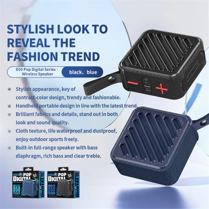 WEKOME D50 Portable Wireless Speaker Mini Waterproof Bluetooth-compatible Speaker with Handle Strap - Blue