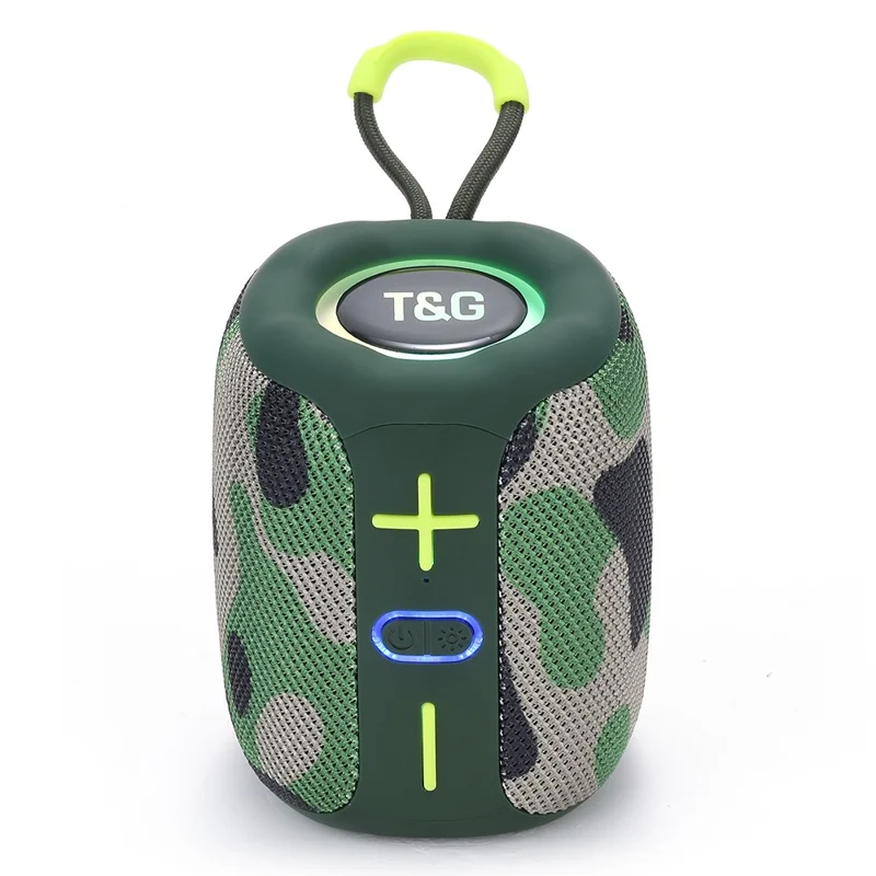 T&G TG658 Bluetooth-compatible Speaker Manual Portable TWS Outdoor Mini Wireless Stereo Subwoofer with Colorful Light - Camouflage
