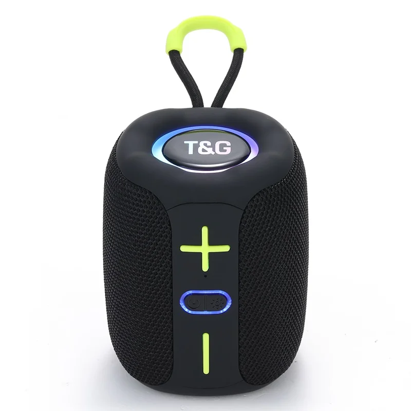 T&G TG658 Bluetooth-compatible Speaker Manual Portable TWS Outdoor Mini Wireless Stereo Subwoofer with Colorful Light - Black