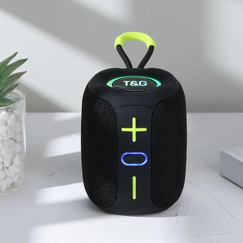 T&G TG658 Bluetooth-compatible Speaker Manual Portable TWS Outdoor Mini Wireless Stereo Subwoofer with Colorful Light - Black