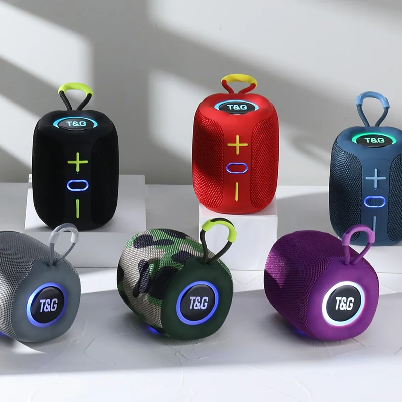 T&G TG658 Bluetooth-compatible Speaker Manual Portable TWS Outdoor Mini Wireless Stereo Subwoofer with Colorful Light - Black