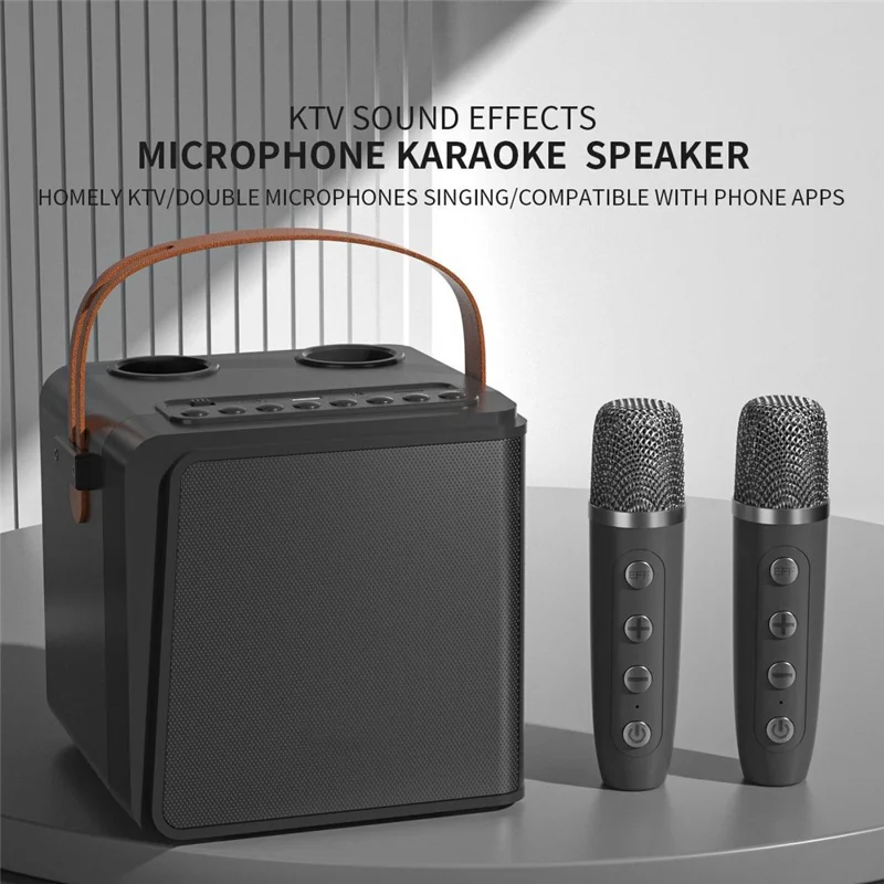 NEWRIXING NR8807 Bluetooth-compatible Speaker Wireless Music Player with Dual TWS Handheld Noise Reduction Microphone - Black