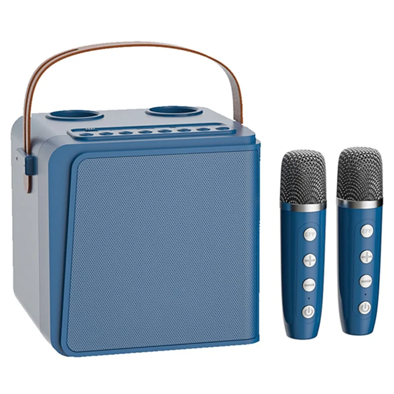 NEWRIXING NR8807 Bluetooth-fähiger Lautsprecher, kabelloser Musik-Player mit doppeltem TWS-Handmikrofon mit Geräuschunterdrückung – Blau