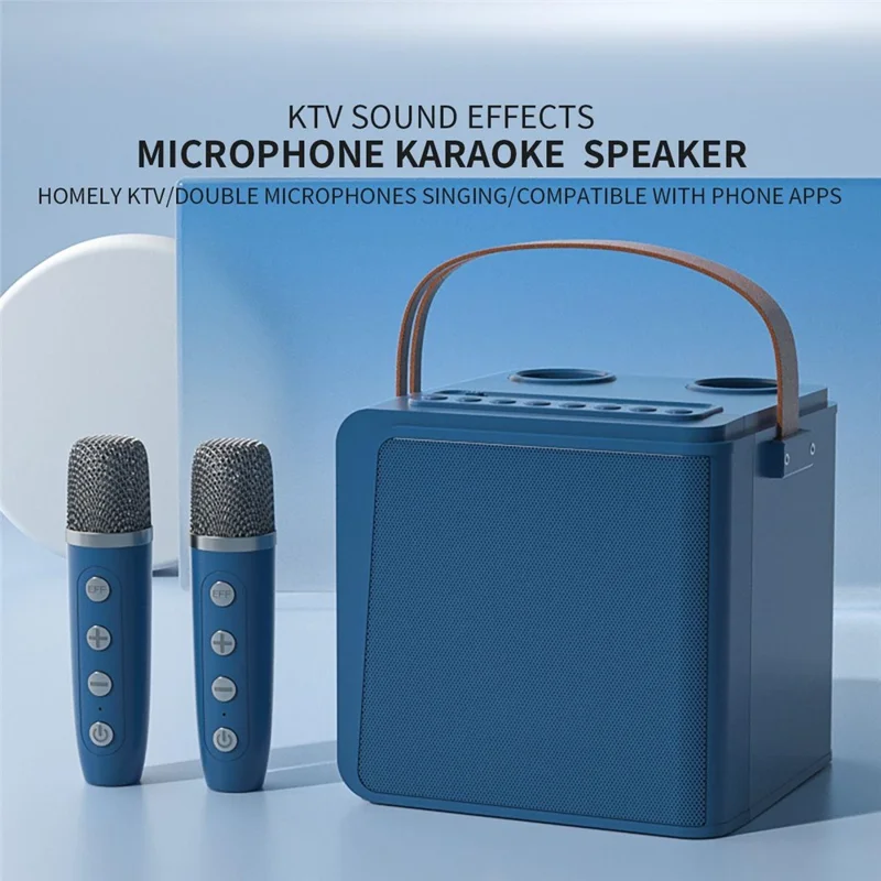 NEWRIXING NR8807 Bluetooth-fähiger Lautsprecher, kabelloser Musik-Player mit doppeltem TWS-Handmikrofon mit Geräuschunterdrückung – Blau