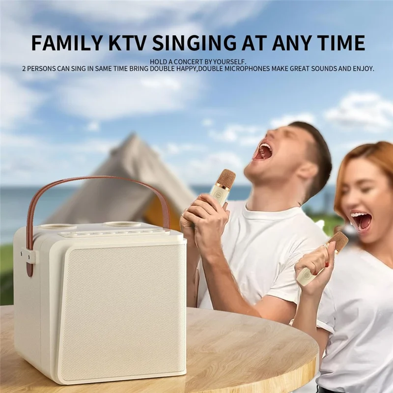 NEWRIXING NR8807 Bluetooth-fähiger Lautsprecher, kabelloser Musik-Player mit doppeltem TWS-Handmikrofon mit Geräuschunterdrückung – Blau