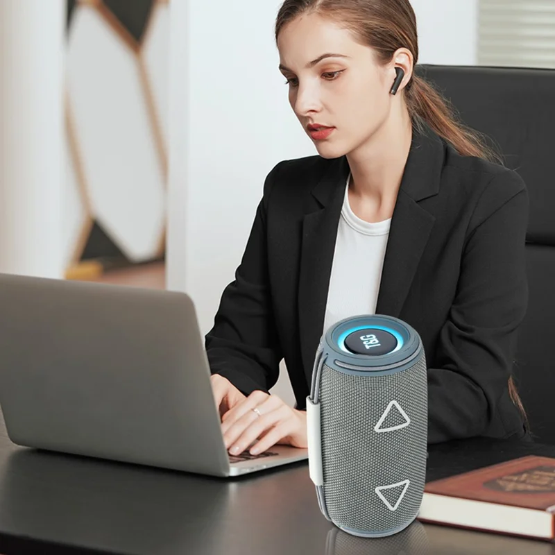 T&G TG657 Portable Wireless 3D Stereo Subwoofer Bluetooth-compatible Speaker Support FM / TF Card / USB / LED Atmosphere Light - Black