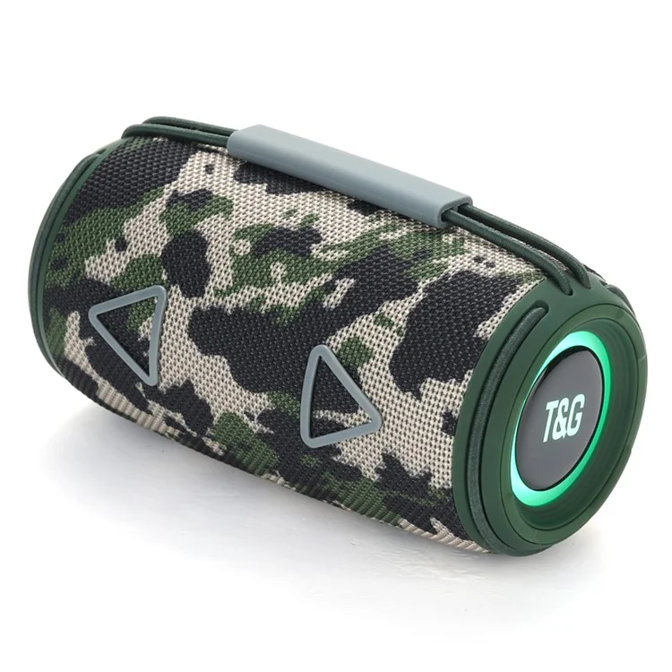 T&G TG657 Enceinte Bluetooth portable sans fil 3D stéréo avec caisson de basses Prise en charge de la FM / Carte TF / USB / Lumière d'ambiance LED - Camouflage