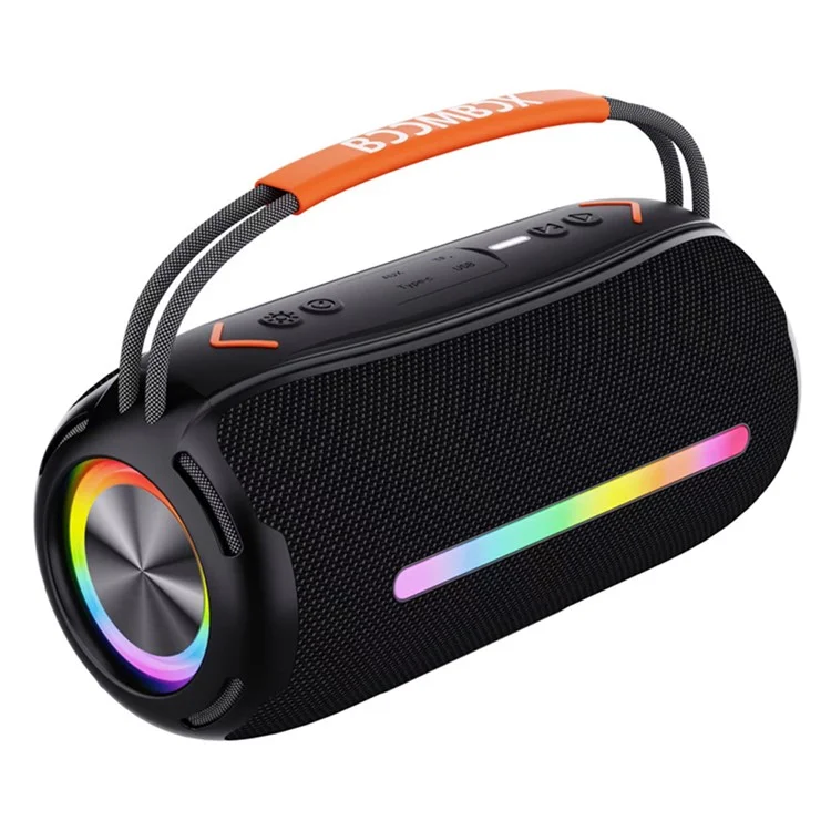 X360 20W Powerful Outdoor Speaker RGB Colorful LED TWS Stereo Bluetooth-compatible Subwoofer with FM Radio - Black