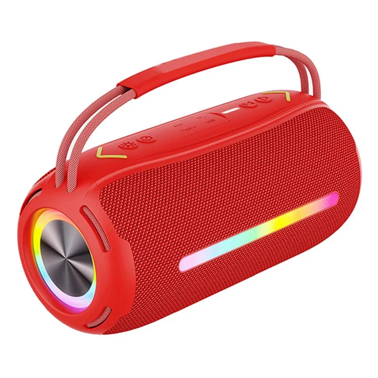 X360 20W Powerful Outdoor Speaker RGB Colorful LED TWS Stereo Bluetooth-compatible Subwoofer with FM Radio - Red