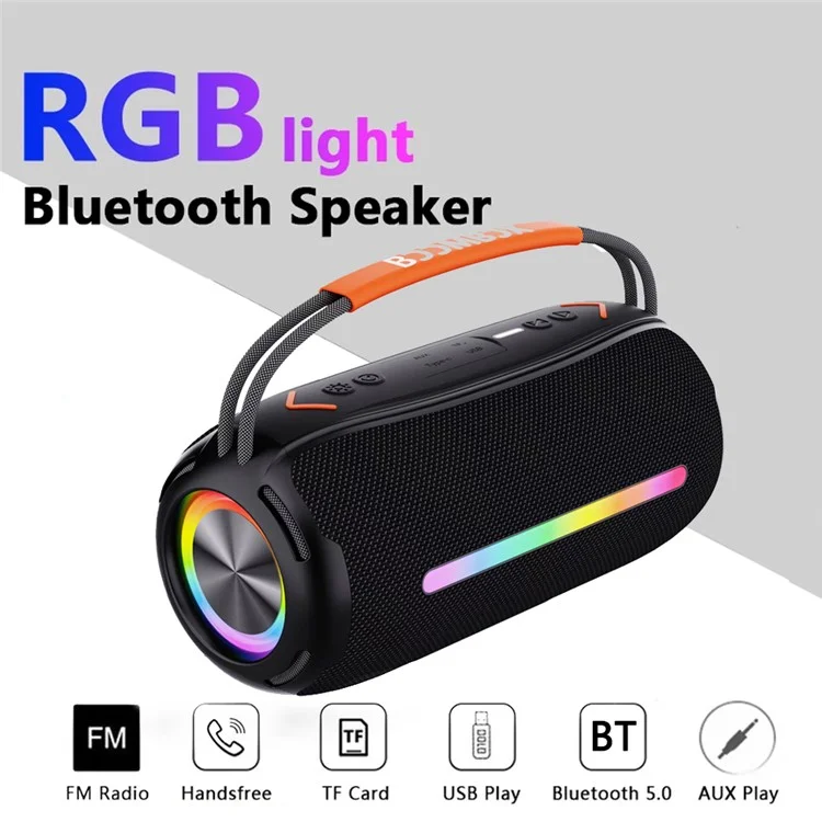 X360 20W Powerful Outdoor Speaker RGB Colorful LED TWS Stereo Bluetooth-compatible Subwoofer with FM Radio - Red
