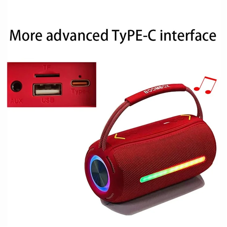 X360 20W Powerful Outdoor Speaker RGB Colorful LED TWS Stereo Bluetooth-compatible Subwoofer with FM Radio - Red