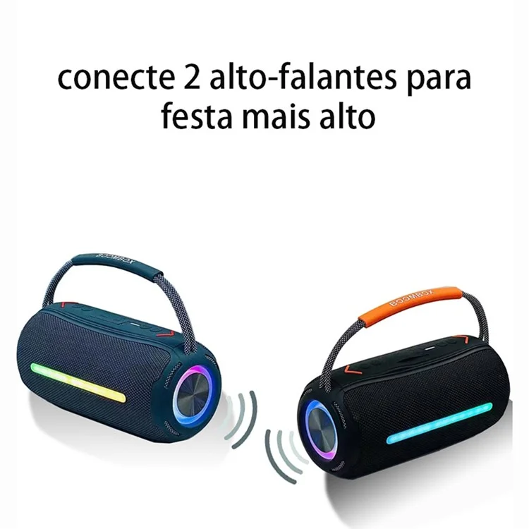 X360 20W Powerful Outdoor Speaker RGB Colorful LED TWS Stereo Bluetooth-compatible Subwoofer with FM Radio - Red