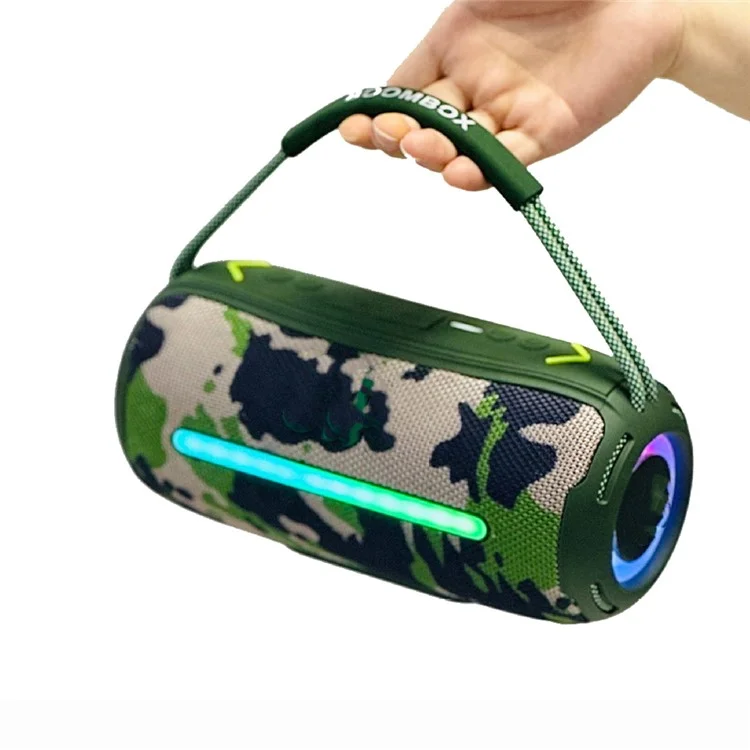 X360 20W Powerful Outdoor Speaker RGB Colorful LED TWS Stereo Bluetooth-compatible Subwoofer with FM Radio - Red