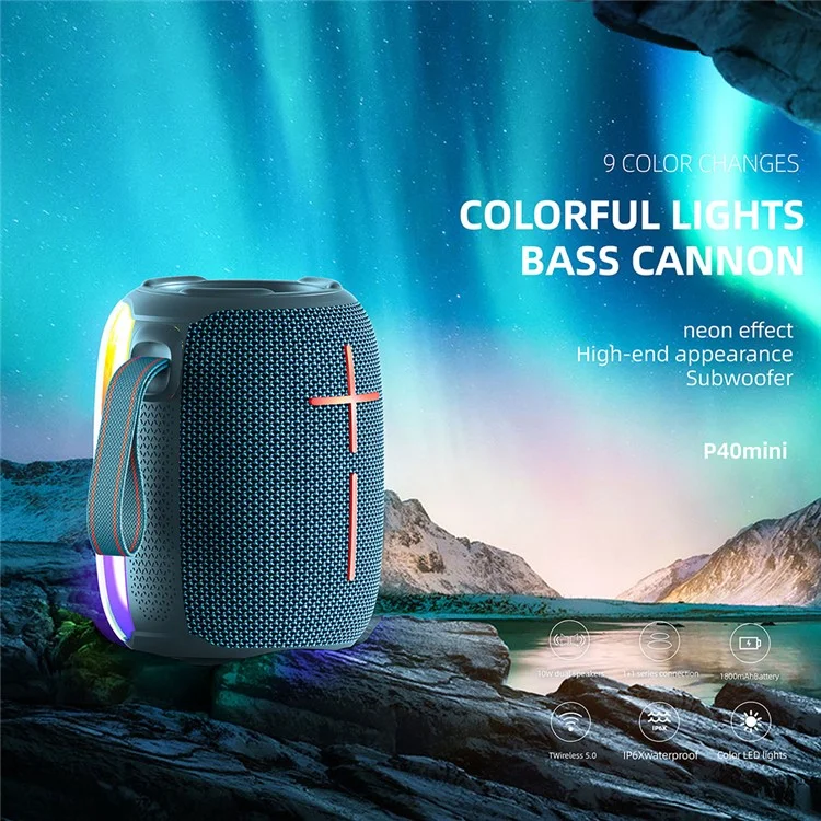 Enceinte Bluetooth sans fil HOPESTAR P40mini RVB, stéréo, portable, extérieure, IP67 étanche, basses - Bleu