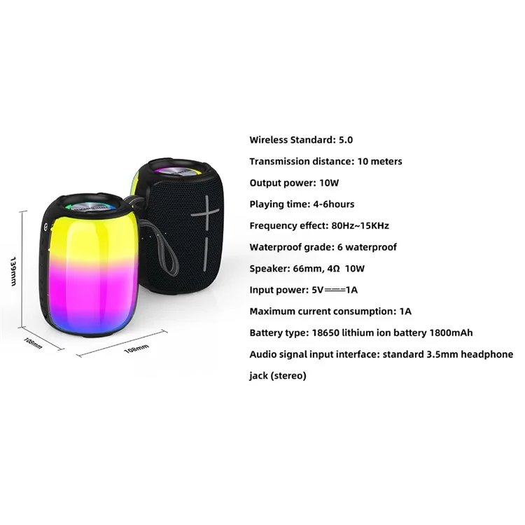 Enceinte Bluetooth sans fil HOPESTAR P40mini RVB, stéréo, portable, extérieure, IP67 étanche, basses - Bleu