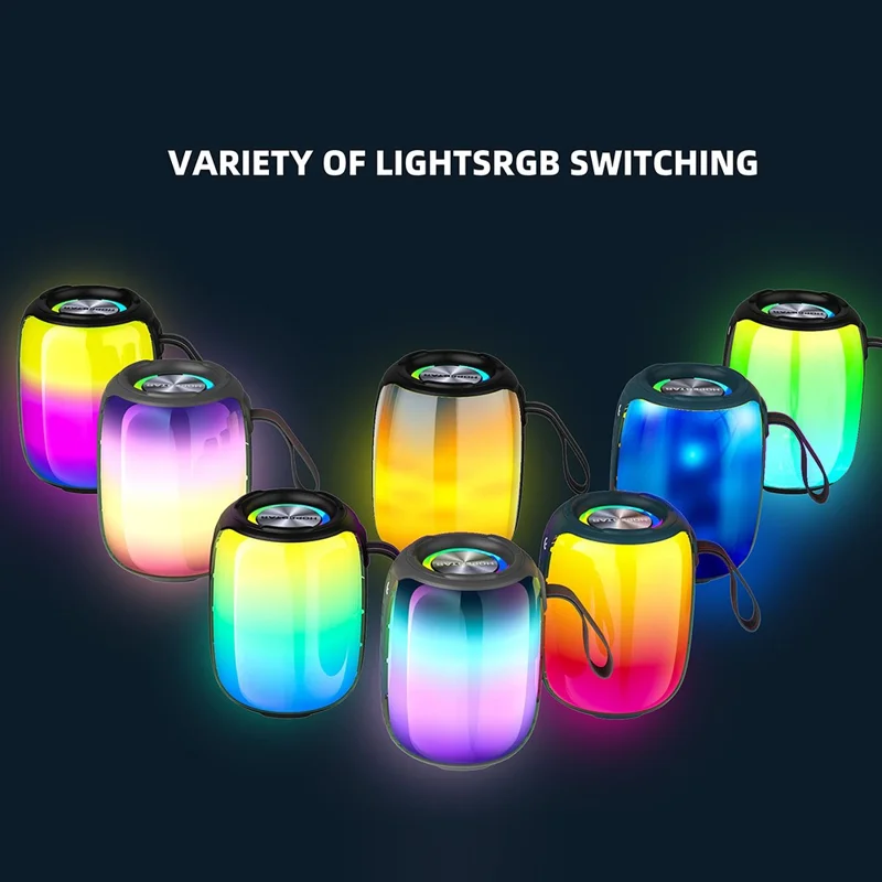 HOPESTAR P40mini RGB Wireless Bluetooth-compatible Speaker Stereo Outdoor Portable IP67 Waterproof Bass Speaker - Black