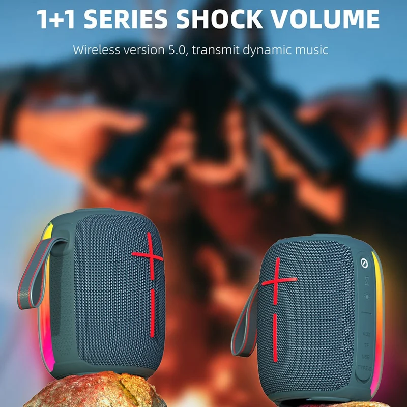 HOPESTAR P40mini RGB Wireless Bluetooth-compatible Speaker Stereo Outdoor Portable IP67 Waterproof Bass Speaker - Black