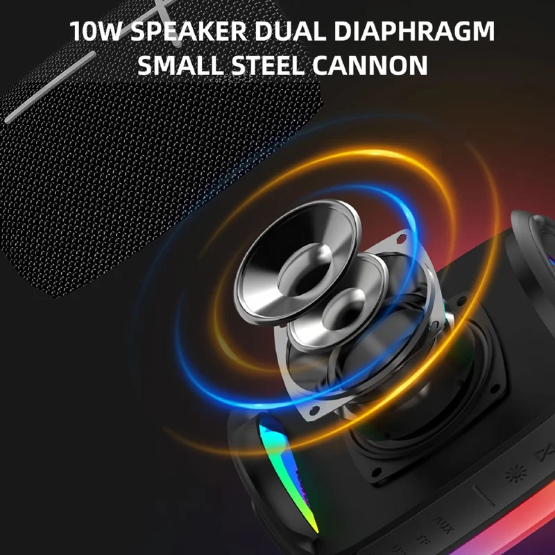 HOPESTAR P40mini RGB Wireless Bluetooth-compatible Speaker Stereo Outdoor Portable IP67 Waterproof Bass Speaker - Black