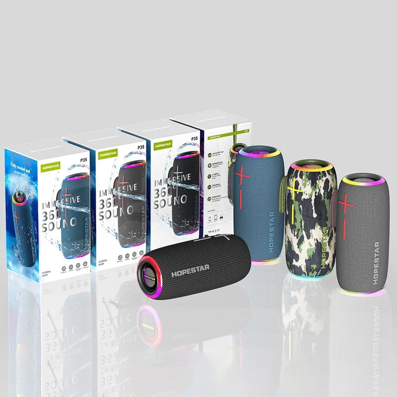 HOPESTAR P35 Outdoor Portable Wireless Bluetooth-compatible Speaker RGB Light Speaker IPX7 Waterproof Audio Loudspeaker - Grey