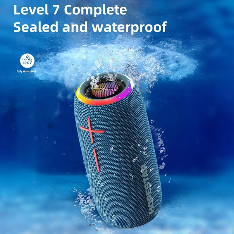 HOPESTAR P35 Outdoor Portable Wireless Bluetooth-compatible Speaker RGB Light Speaker IPX7 Waterproof Audio Loudspeaker - Grey