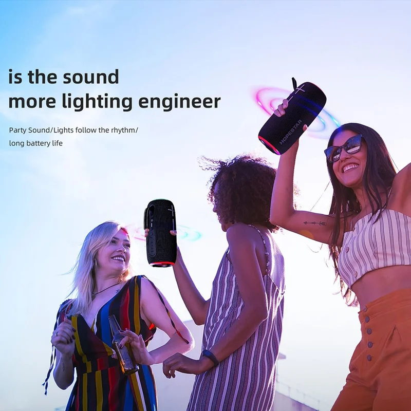 HOPESTAR P35 Outdoor Portable Wireless Bluetooth-compatible Speaker RGB Light Speaker IPX7 Waterproof Audio Loudspeaker - Grey