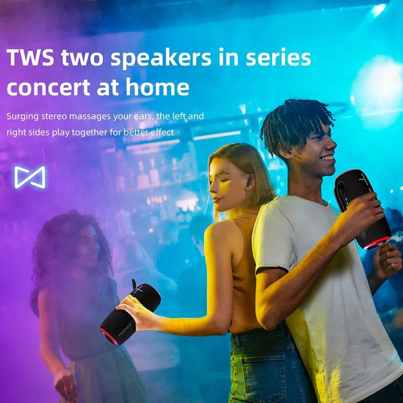 HOPESTAR P35 Outdoor Portable Wireless Bluetooth-compatible Speaker RGB Light Speaker IPX7 Waterproof Audio Loudspeaker - Grey