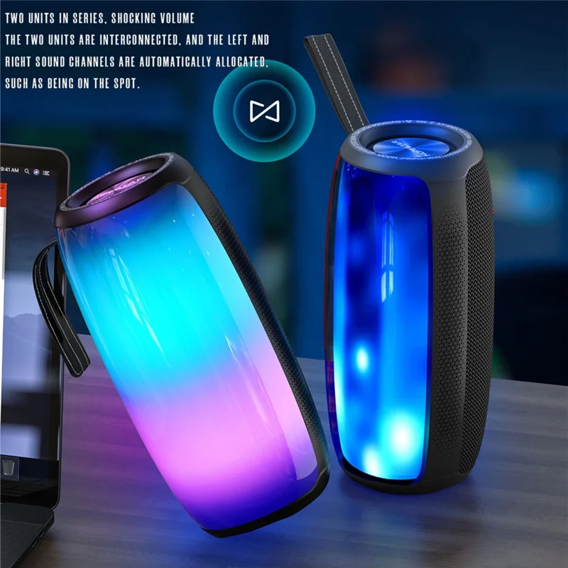 HOPESTAR P40PRO Pulse Wireless Bluetooth-compatible Speaker Portable Outdoor LED Light IPX6 Waterproof Bass Speaker - Blue