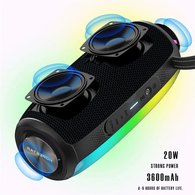 HOPESTAR P40PRO Pulse Wireless Bluetooth-compatible Speaker Portable Outdoor LED Light IPX6 Waterproof Bass Speaker - Grey