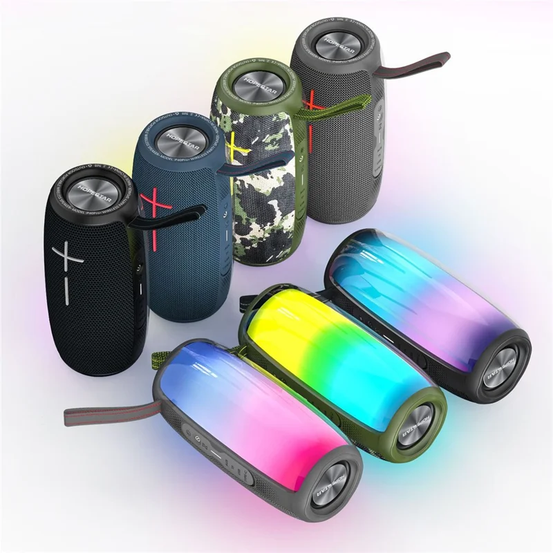 HOPESTAR P40PRO Pulse Wireless Bluetooth-compatible Speaker Portable Outdoor LED Light IPX6 Waterproof Bass Speaker - Grey