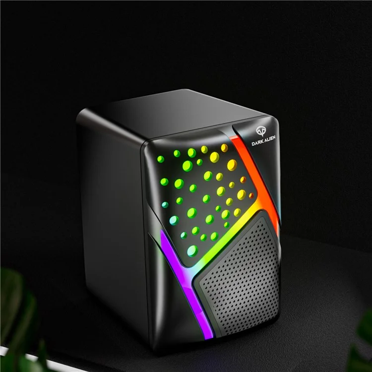 DARK ALIEN 1 Pair Mini USB Wired Desktop Speaker Computer Laptop Subwoofer with RGB Light - S-511