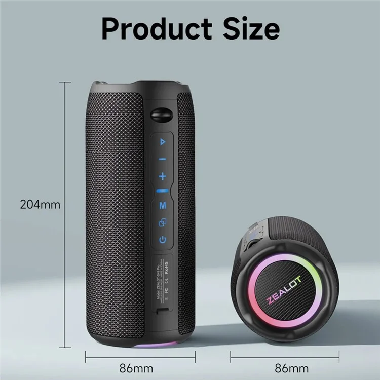 ZEALOT S49PRO Стереозвук Портативная Bluetooth-колонка 20Вт IPX6 Водонепроницаемая BT5.2 Громкоговоритель