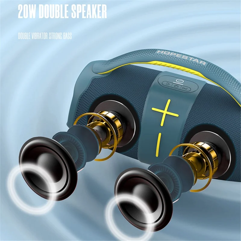 HOPESTAR H60 Boombox Speaker with Handle Portable Bluetooth-compatible Subwoofer Music Player - Blue