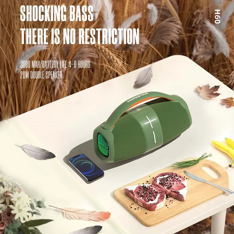 HOPESTAR H60 Boombox Speaker with Handle Portable Bluetooth-compatible Subwoofer Music Player - Blue