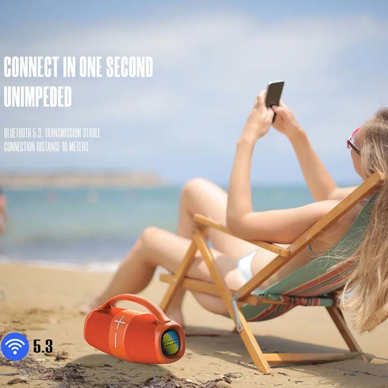 HOPESTAR H60 Boombox Speaker with Handle Portable Bluetooth-compatible Subwoofer Music Player - Blue