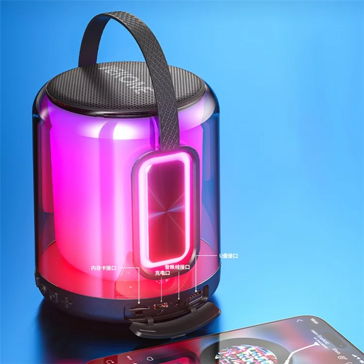 WEKOME D46 Vanguard Series Portable Bluetooth-compatible Speaker Colorful Light Wireless Stereo Subwoofer - Black